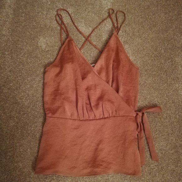 Mauve Wrap Tank Top with Bow - Picture 2 of 6
